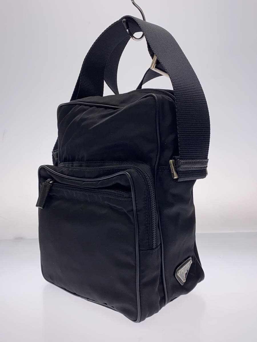PRADA logo plate nylon shoulder bag nylon BLK solid color KGTVM3K 2