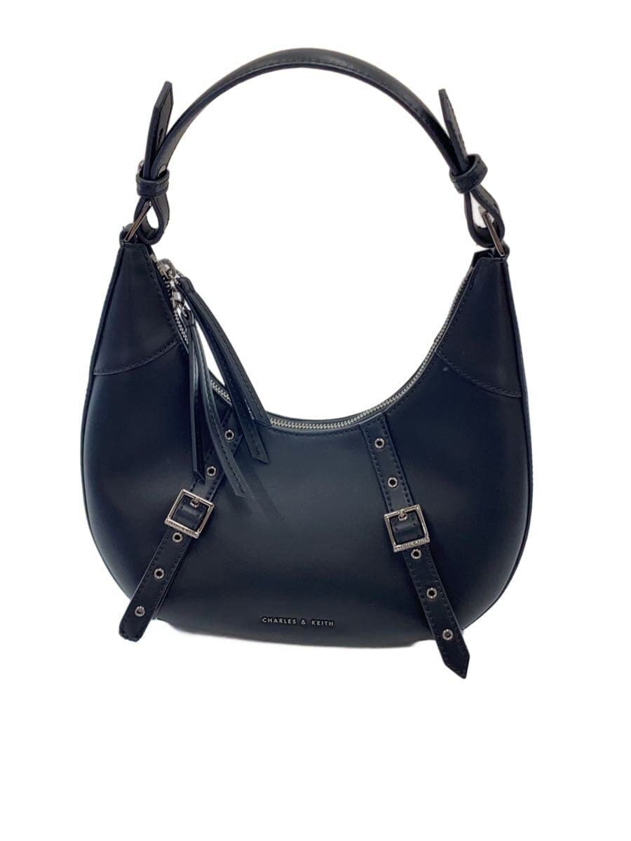 CHARLES&KEITH Shoulder Bag Faux Leather BLK Crescent Hobo Bag