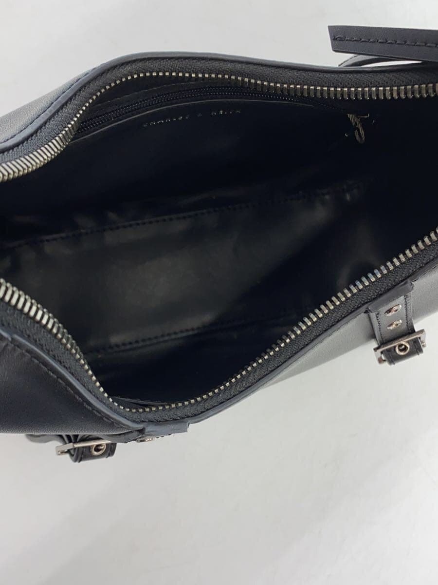 CHARLES&KEITH Shoulder Bag Faux Leather BLK Crescent Hobo Bag 6