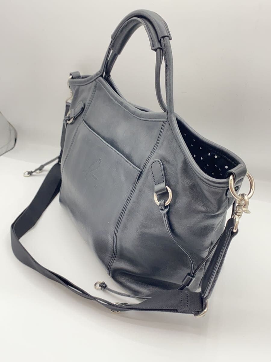 agnes b. Handbag Cowhide BLK Solid DAI-11 2