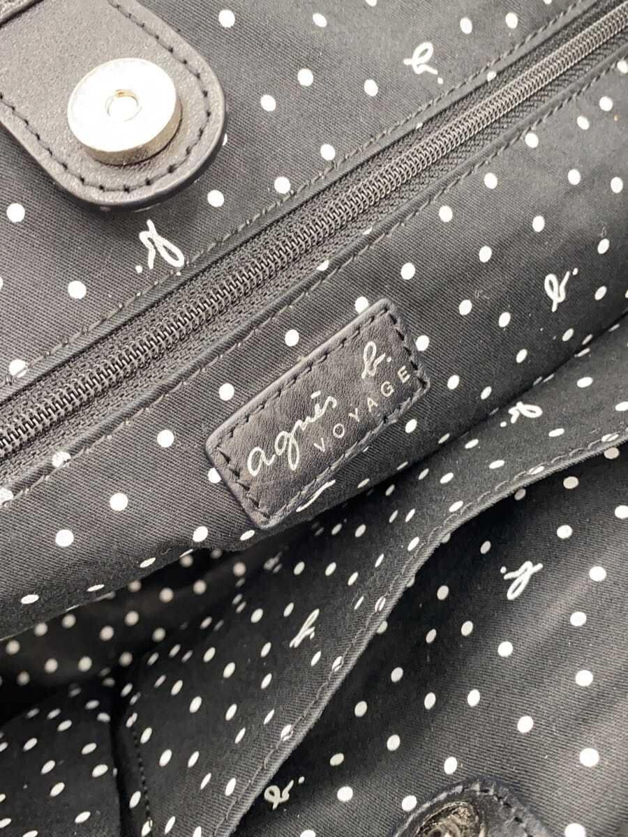 agnes b. Handbag Cowhide BLK Solid DAI-11 6