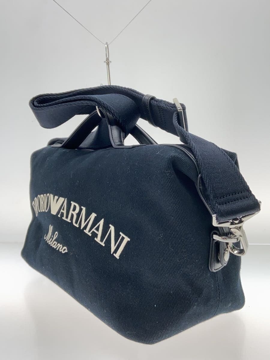 EMPORIO ARMANI Canvas Embroidery 2-Way Boston Bag Black 2