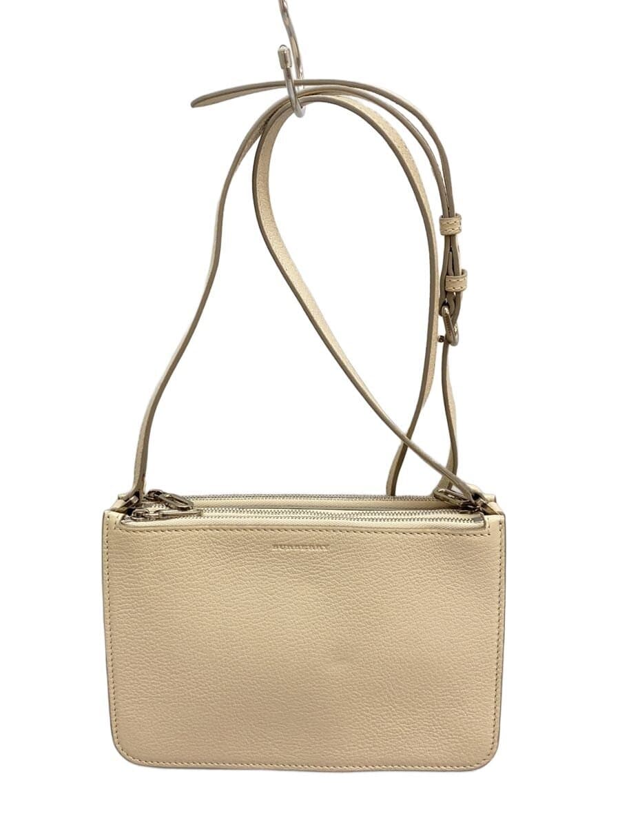 BURBERRY Shoulder Bag Leather Beige Solid 3 Zip