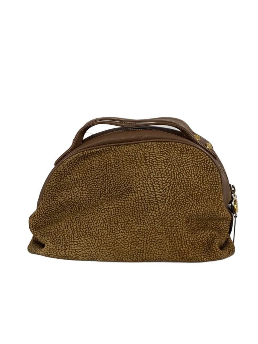 BORBONESE2-Way Shoulder Bag Leather Brown Quail Pattern