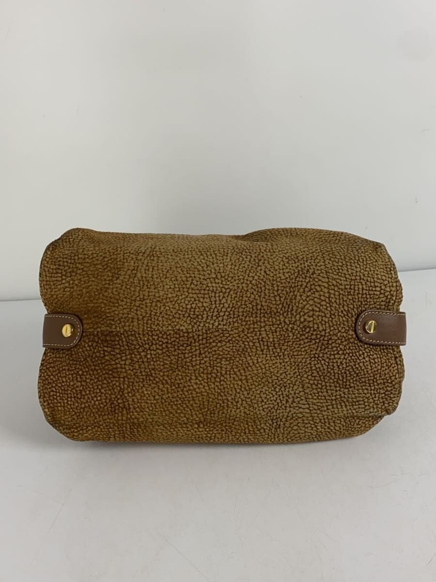 BORBONESE2-Way Shoulder Bag Leather Brown Quail Pattern 4