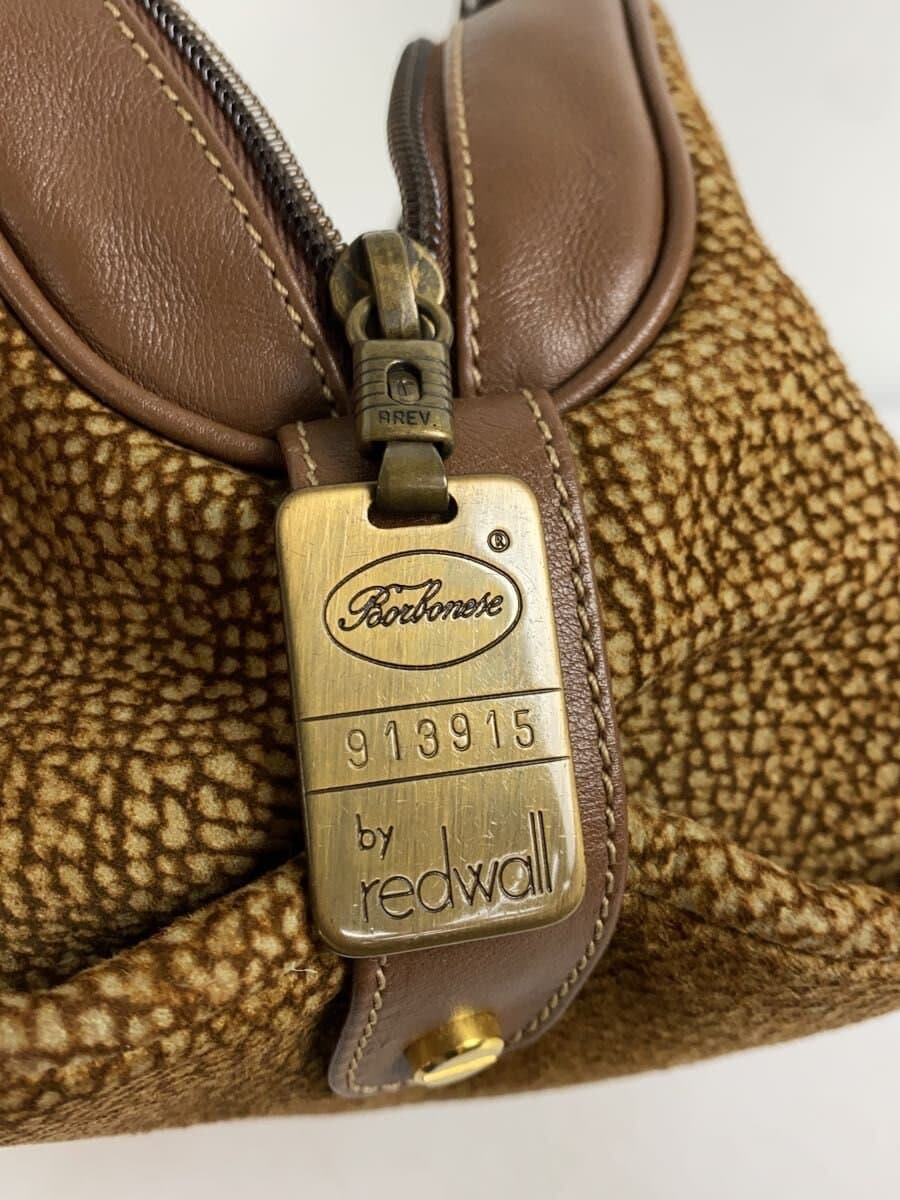 BORBONESE2-Way Shoulder Bag Leather Brown Quail Pattern 5