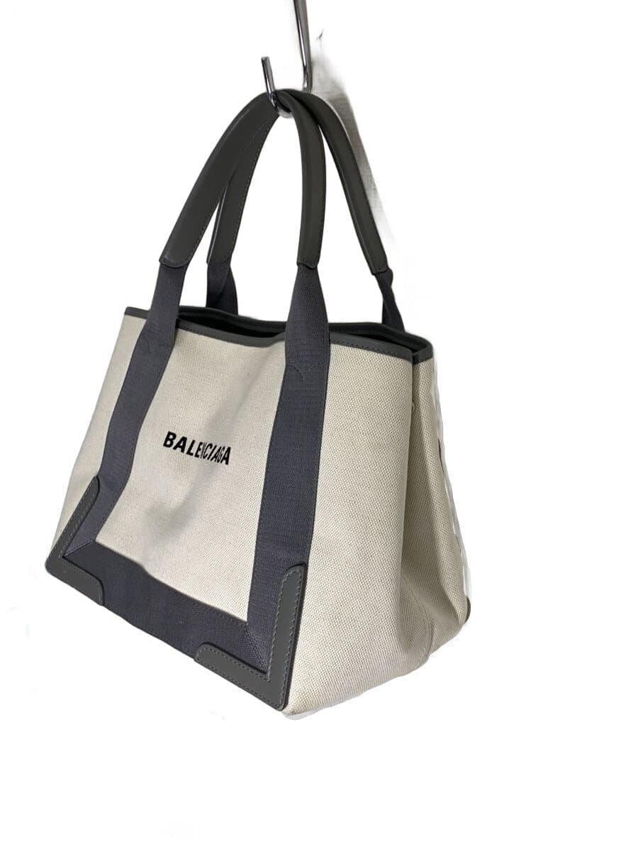 BALENCIAGA Navy Cabas S Tote Bag Travel Carry Canvas BEG Solid 2