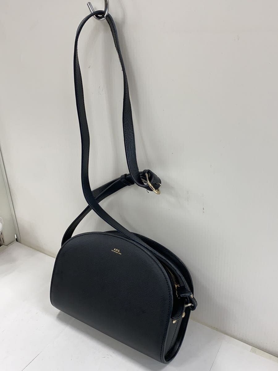 A.P.C. Shoulder Bag Leather BLK Half Moon Double Zip 2