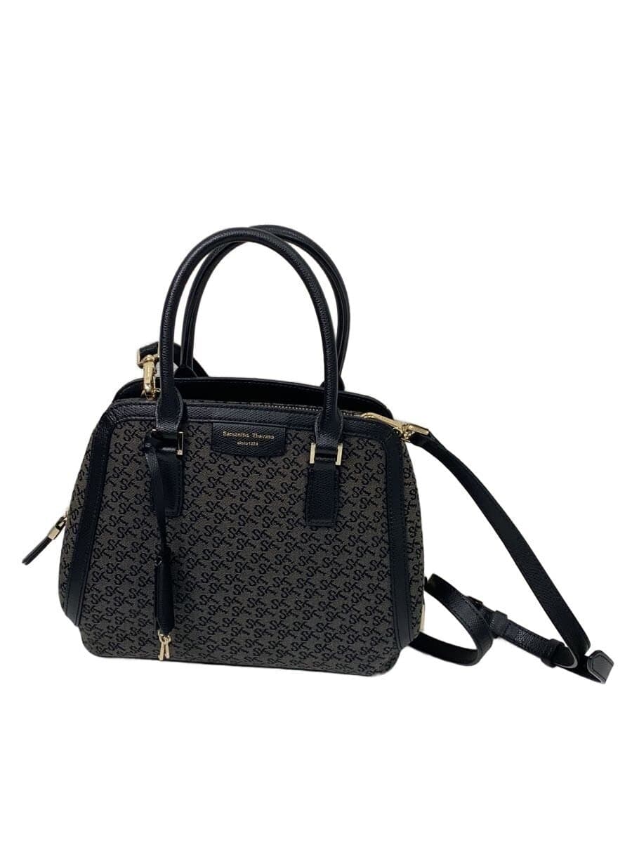 Samantha Thavasa Handbag Canvas BLK All Over Pattern ST Jacquard