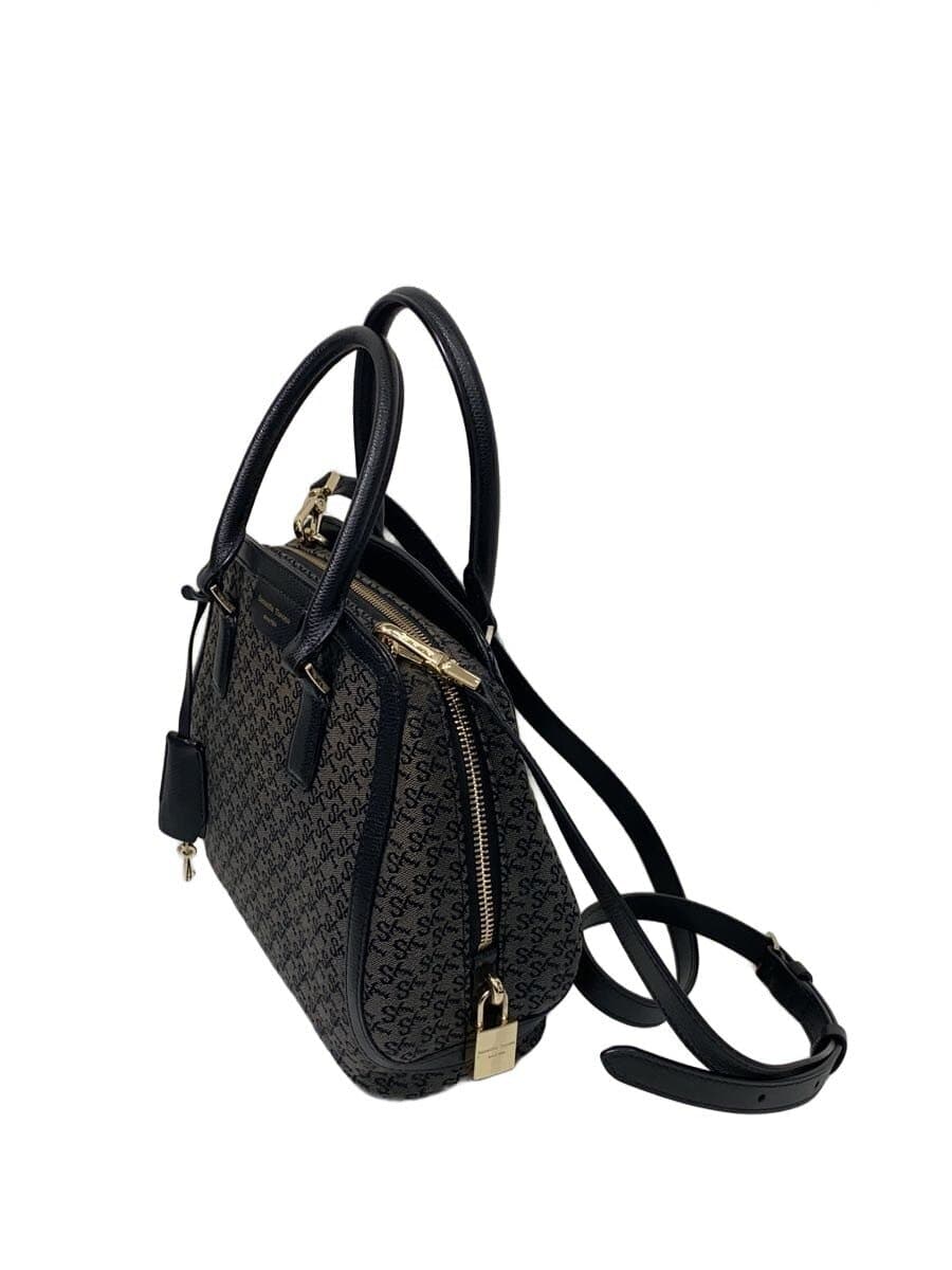 Samantha Thavasa Handbag Canvas BLK All Over Pattern ST Jacquard 2