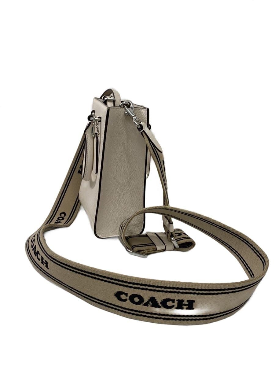 COACH Signature Canvas Interior Shoulder Bag Leather CRM All-over Pattern 2