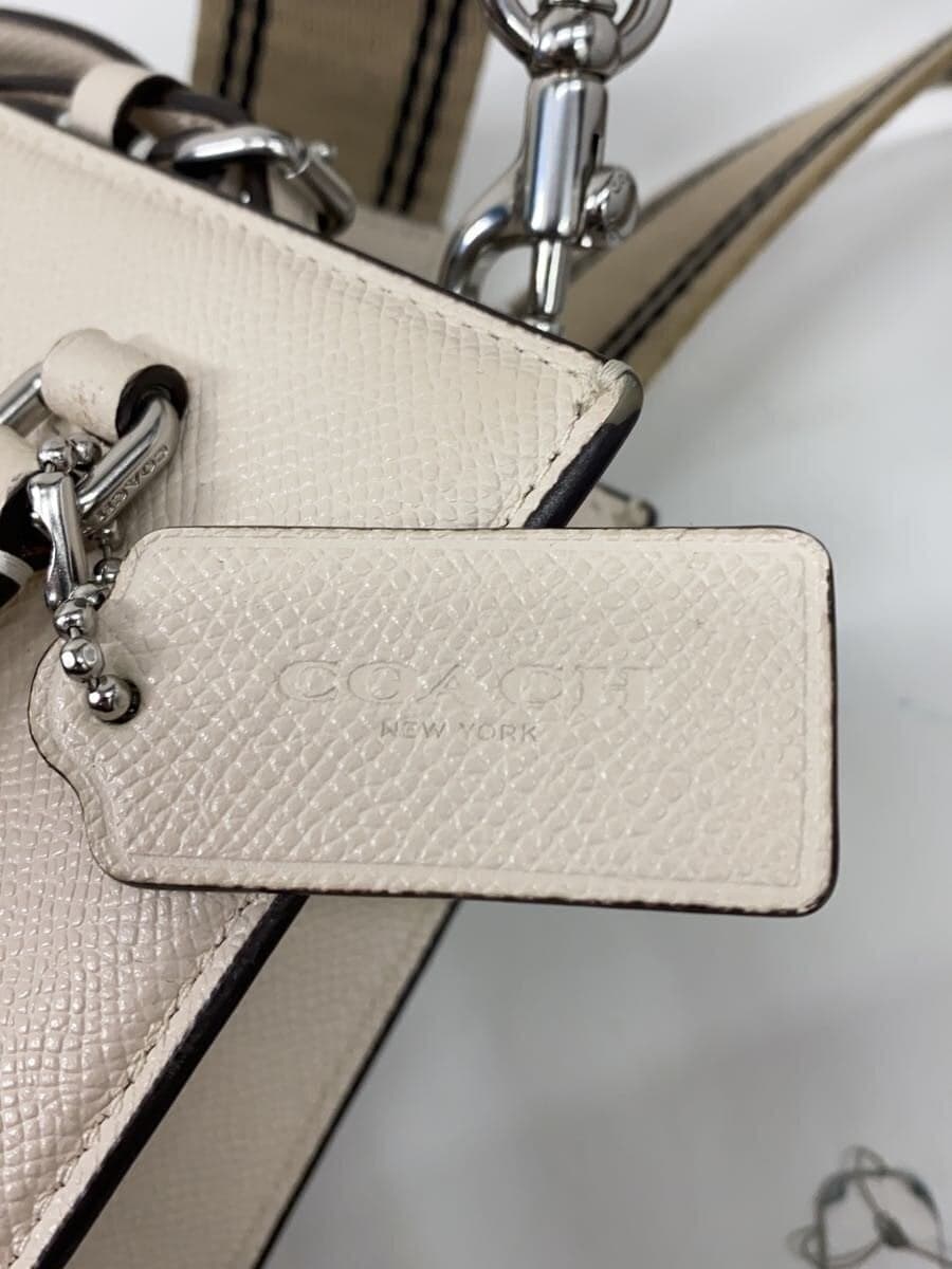 COACH Signature Canvas Interior Shoulder Bag Leather CRM All-over Pattern 5