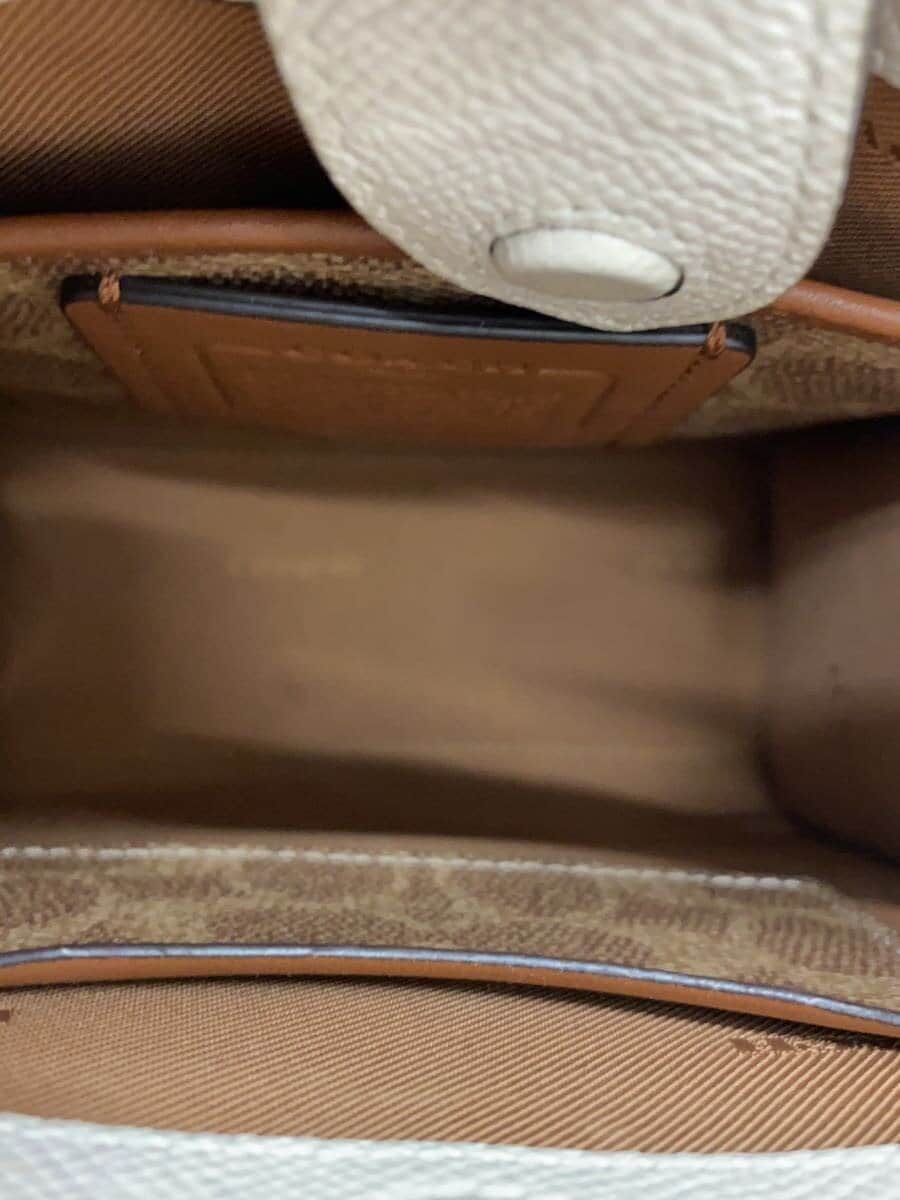 COACH Signature Canvas Interior Shoulder Bag Leather CRM All-over Pattern 6