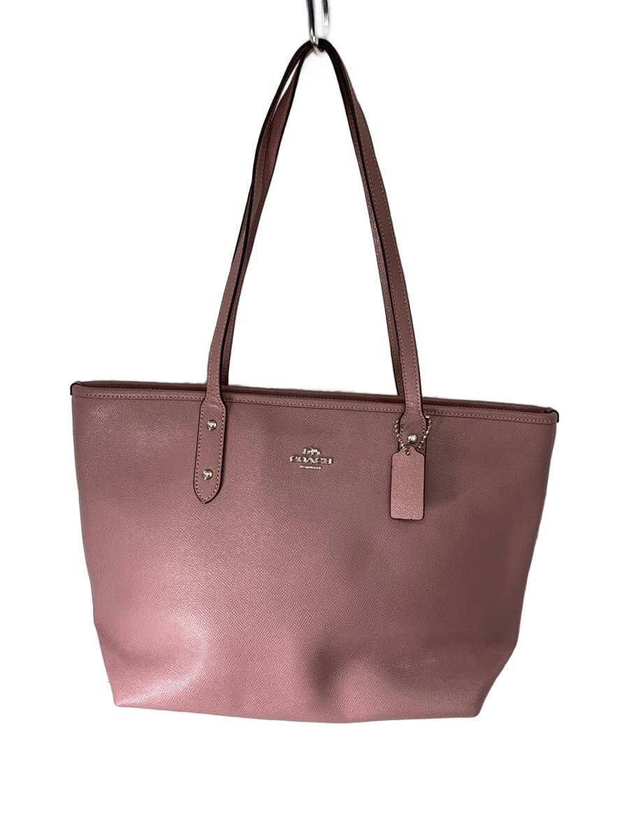 COACH tote bag leather PNK solid color F58846