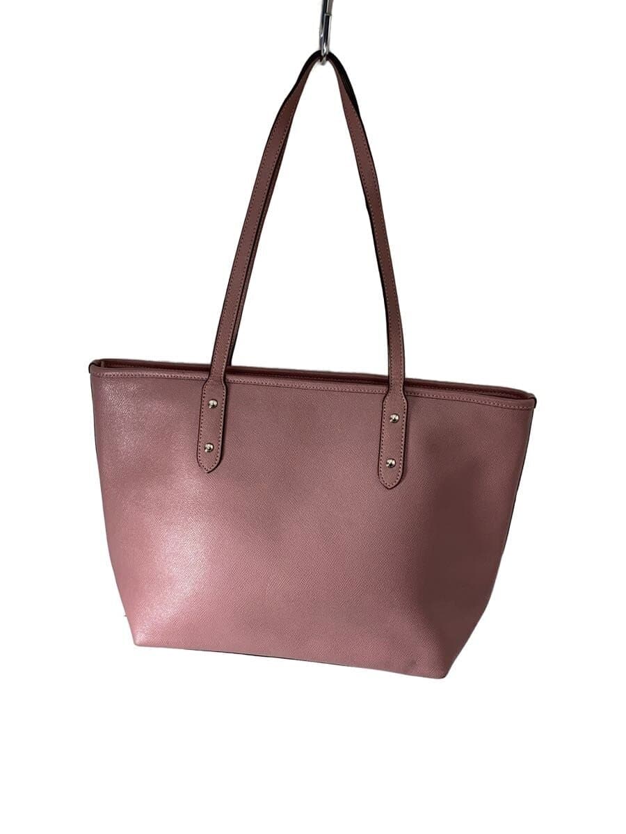 COACH tote bag leather PNK solid color F58846 3