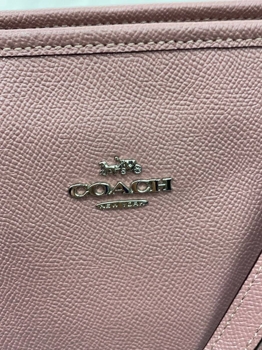 COACH tote bag leather PNK solid color F58846 5
