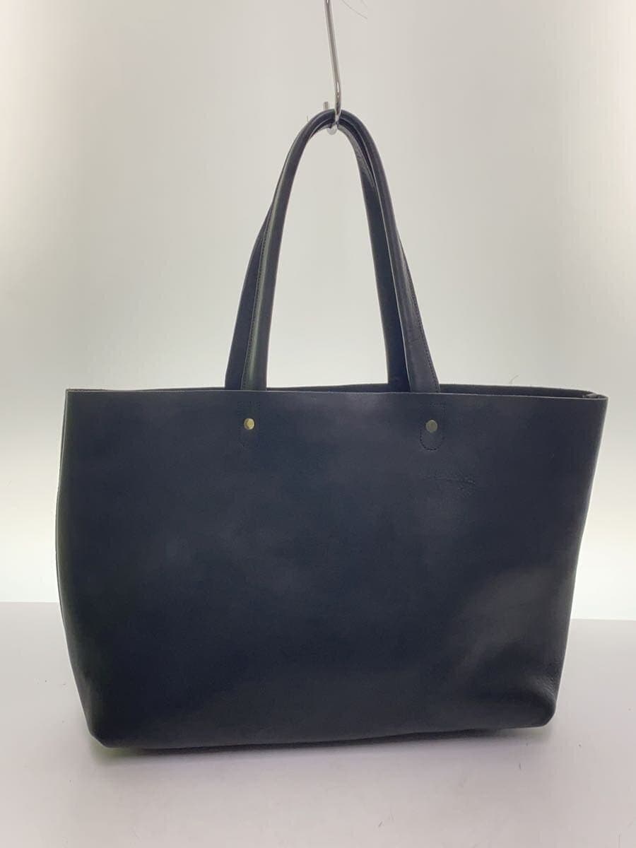 SLOW&CO Tote Bag Leather Black Plain 3