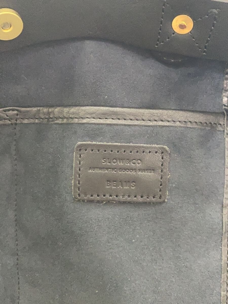 SLOW&CO Tote Bag Leather Black Plain 5