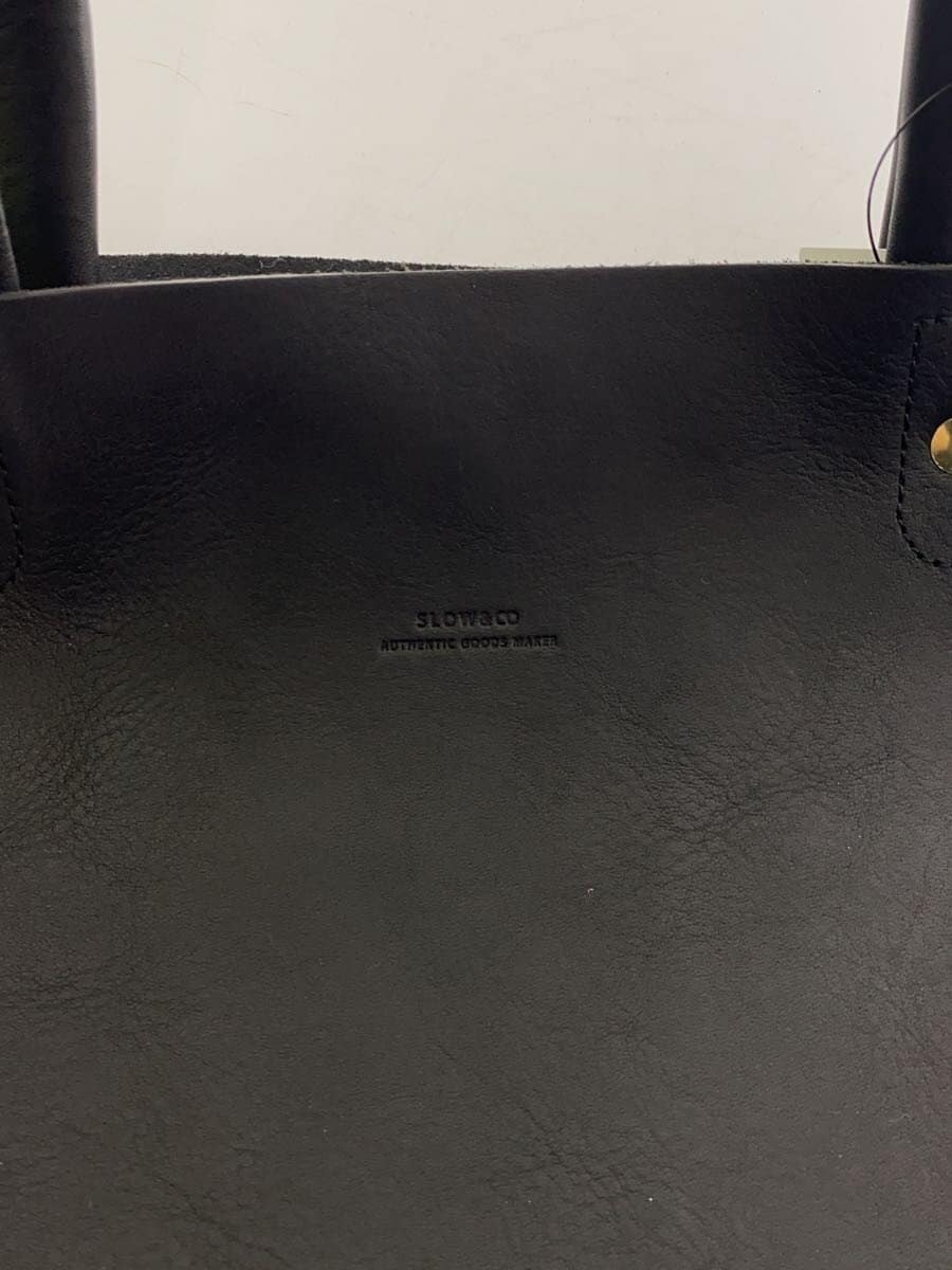 SLOW&CO Tote Bag Leather Black Plain 7