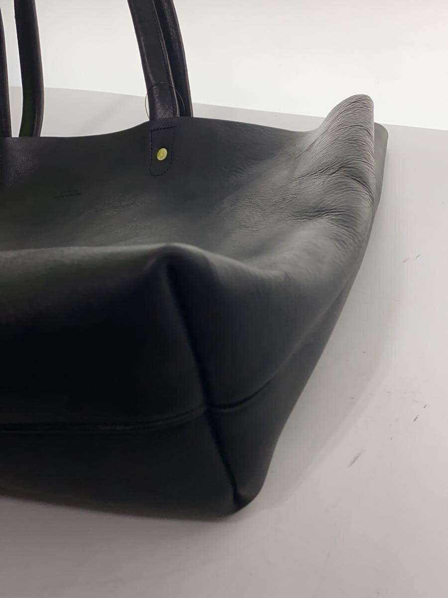 SLOW&CO Tote Bag Leather Black Plain 8