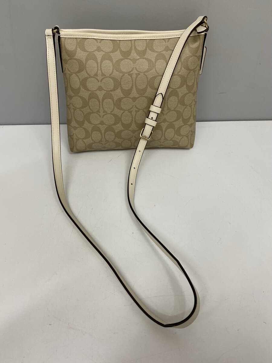 COACH Shoulder Bag_Signature_White Leather BEG All Over Pattern 3
