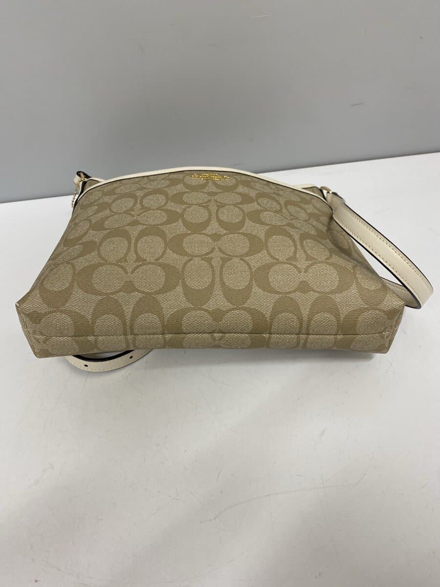 COACH Shoulder Bag_Signature_White Leather BEG All Over Pattern 4