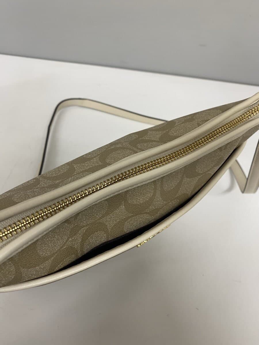 COACH Shoulder Bag_Signature_White Leather BEG All Over Pattern 5