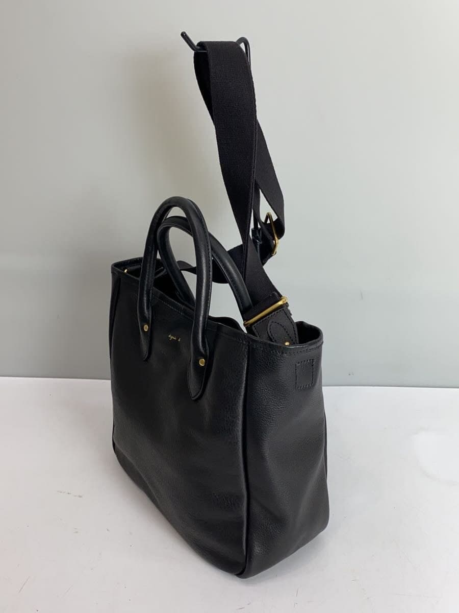 agnes b. shoulder bag cowhide BLK plain IKK-21 2