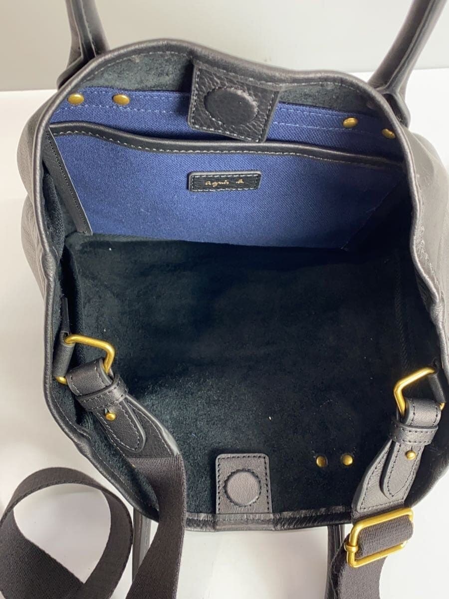 agnes b. shoulder bag cowhide BLK plain IKK-21 6