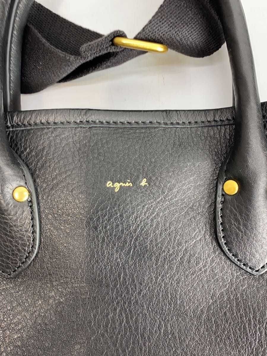 agnes b. shoulder bag cowhide BLK plain IKK-21 7