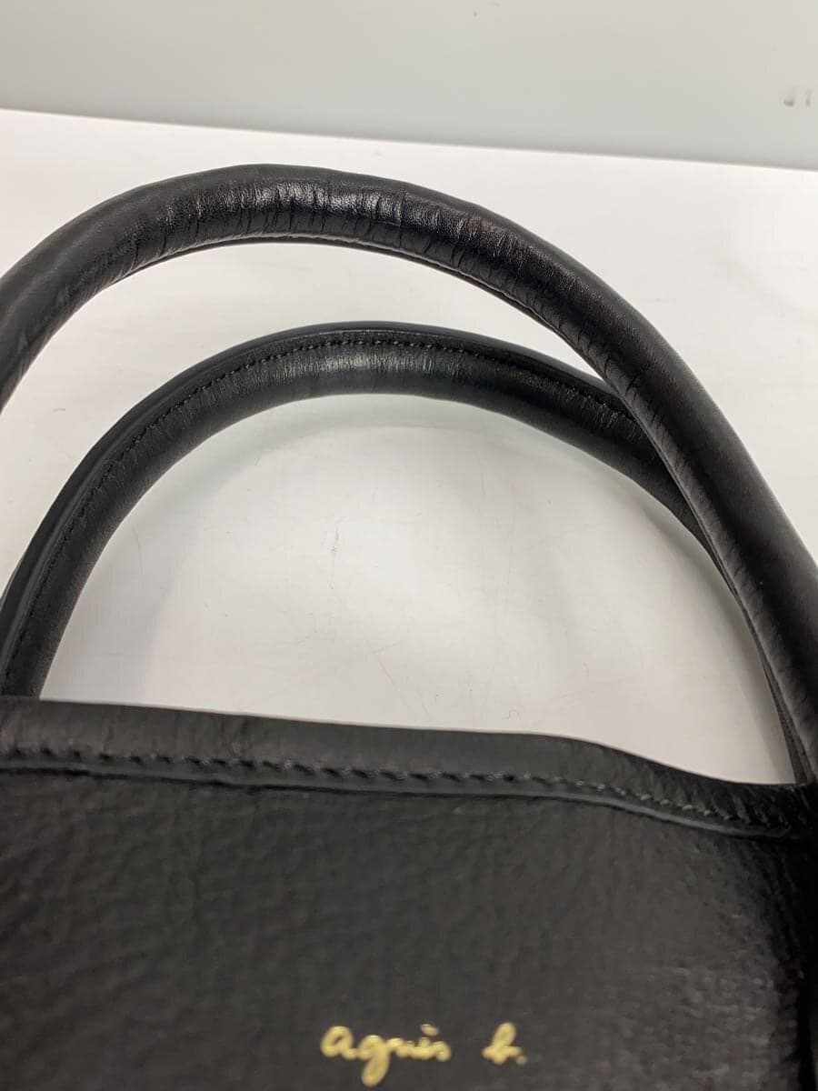 agnes b. shoulder bag cowhide BLK plain IKK-21 8