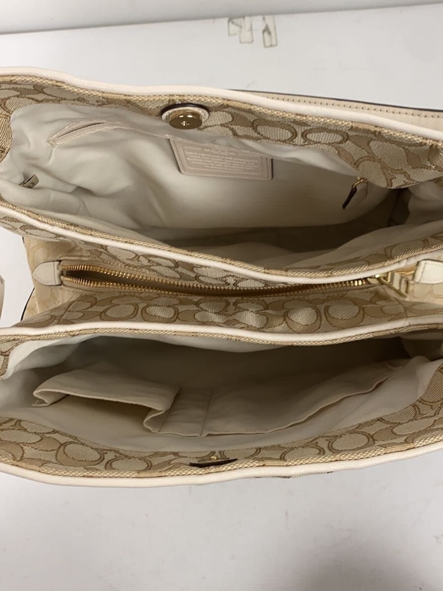 COACH Handbag Canvas Beige All Over Pattern F36424 6