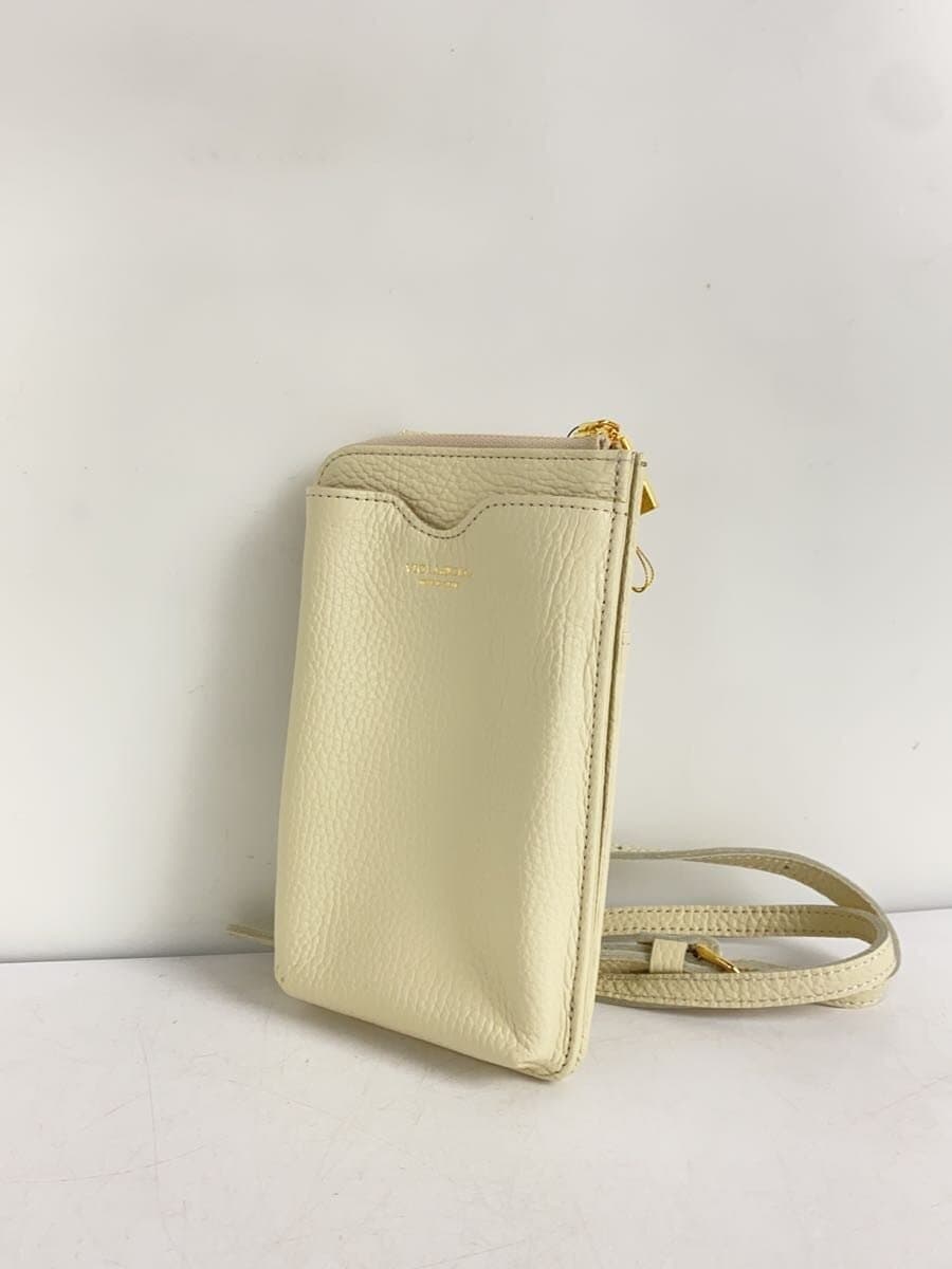 VIOL Ad’ORO Shrunken Embossed Smartphone Pochette Cowhide Cream Solid V-1345 2