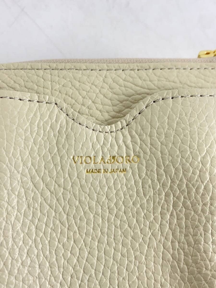 VIOL Ad’ORO Shrunken Embossed Smartphone Pochette Cowhide Cream Solid V-1345 5