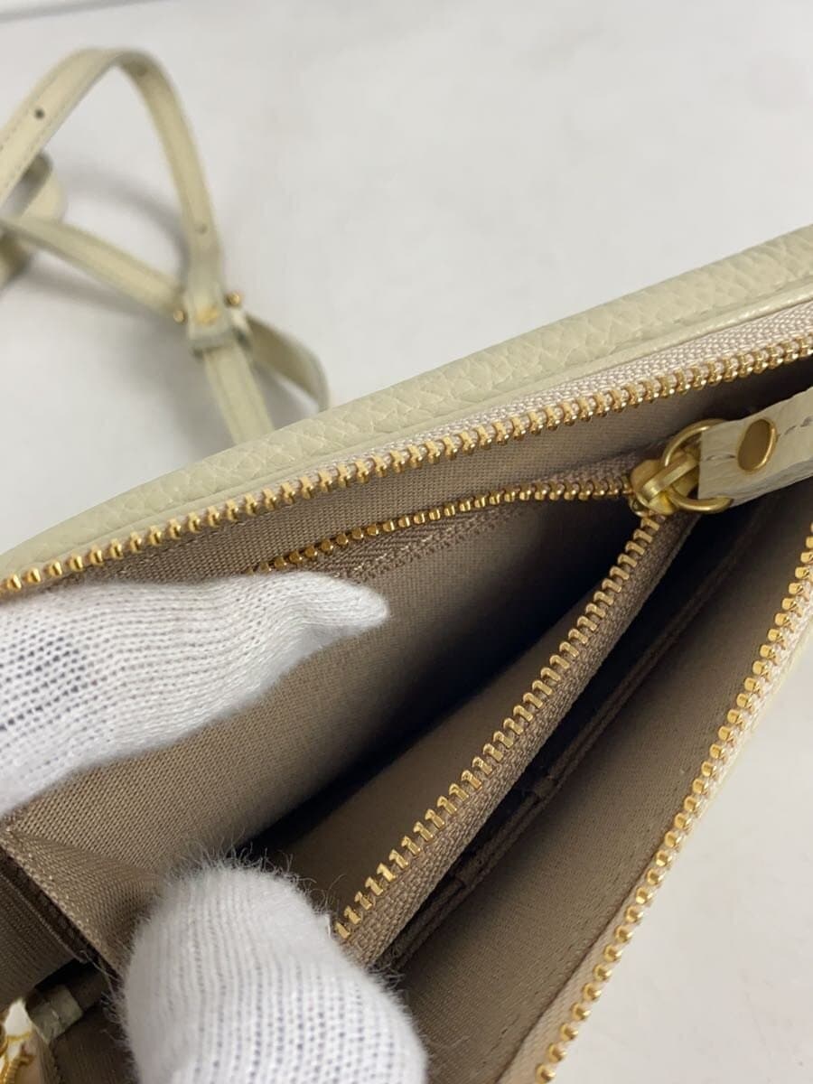 VIOL Ad’ORO Shrunken Embossed Smartphone Pochette Cowhide Cream Solid V-1345 7