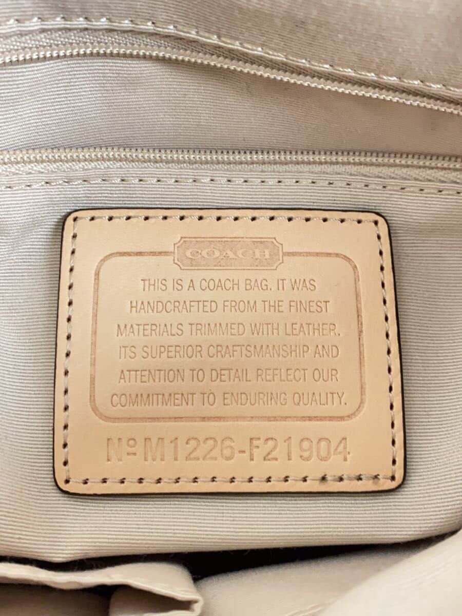 COACH Shoulder Bag Leather Cream Check F21904 5