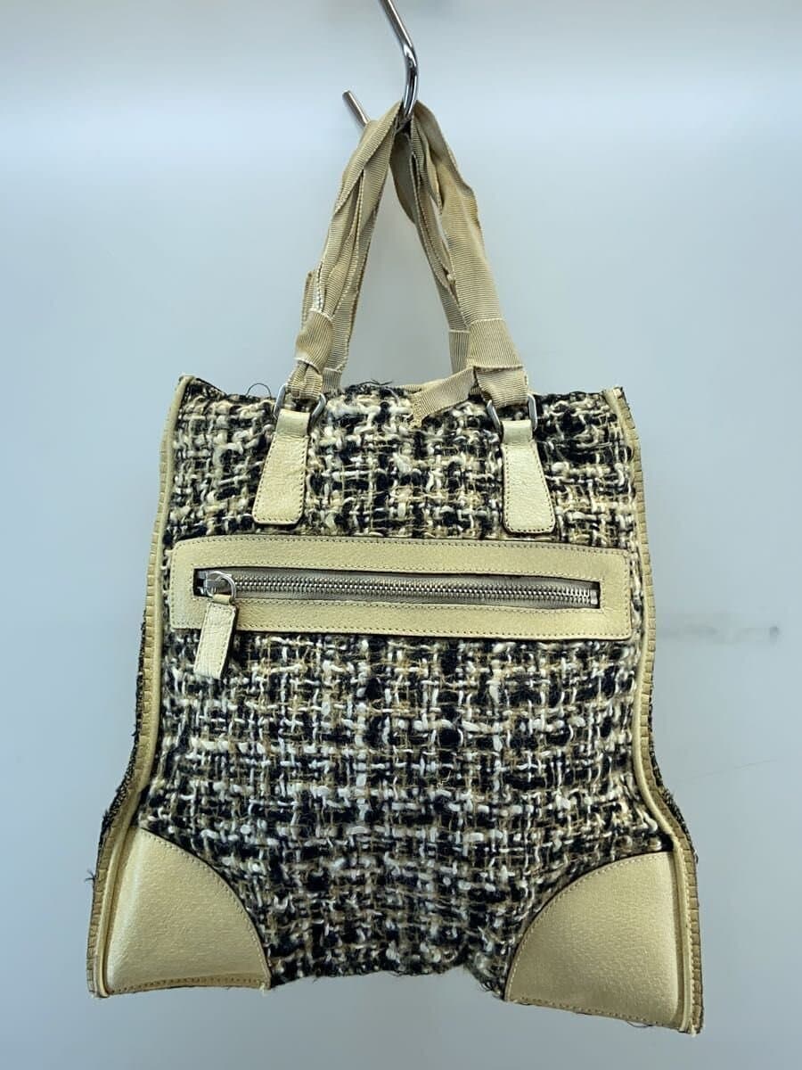 PRADA Tote Bag Tweed CRM All Over Pattern 2