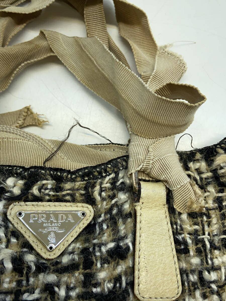PRADA Tote Bag Tweed CRM All Over Pattern 6
