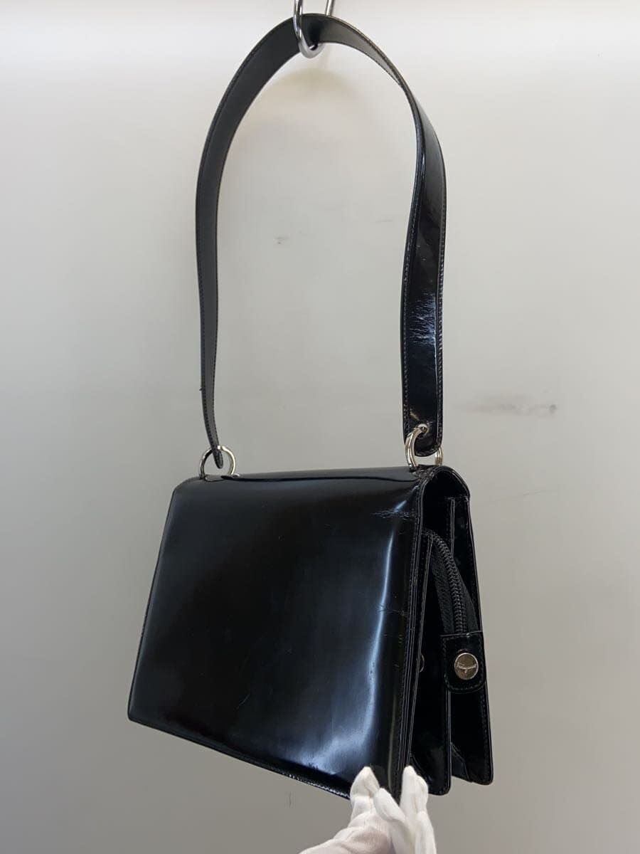Salvatore Ferragamo Shoulder Bag Patent Leather BLK 2