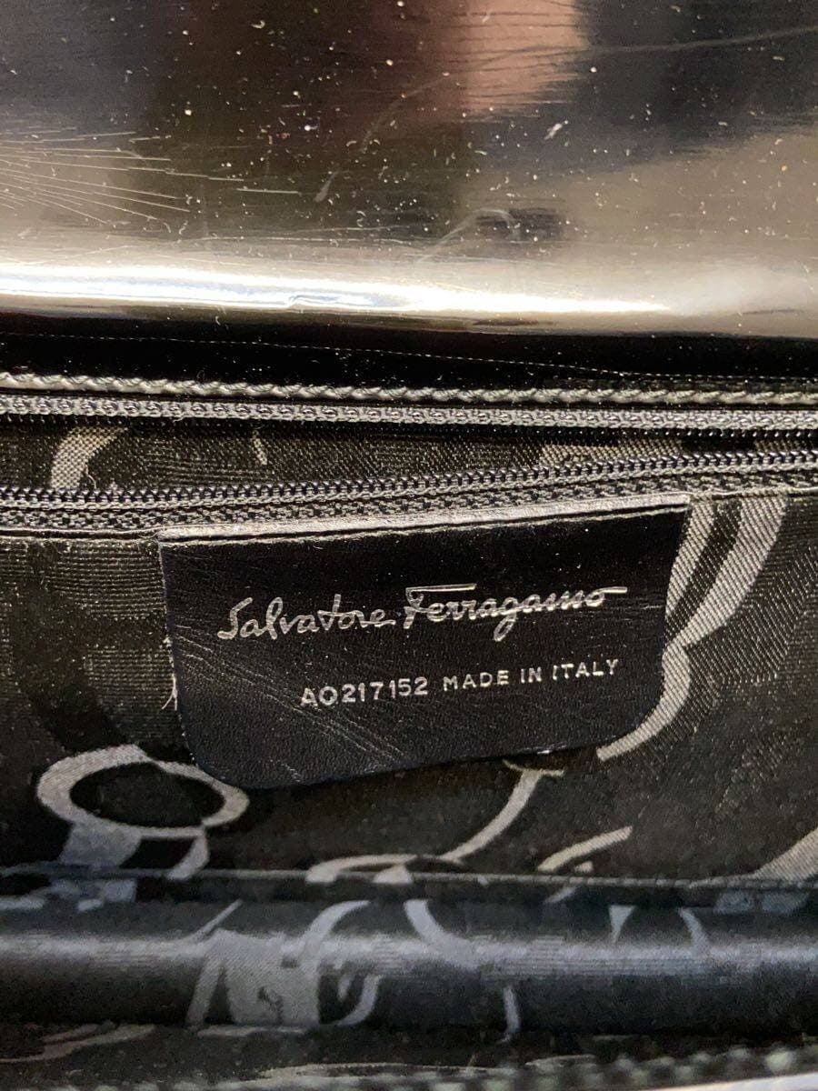 Salvatore Ferragamo Shoulder Bag Patent Leather BLK 5