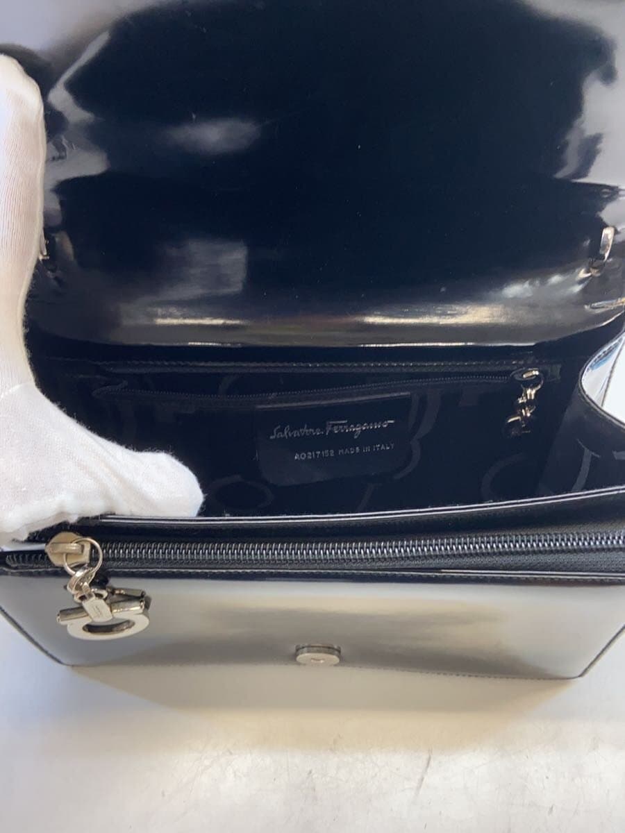 Salvatore Ferragamo Shoulder Bag Patent Leather BLK 6