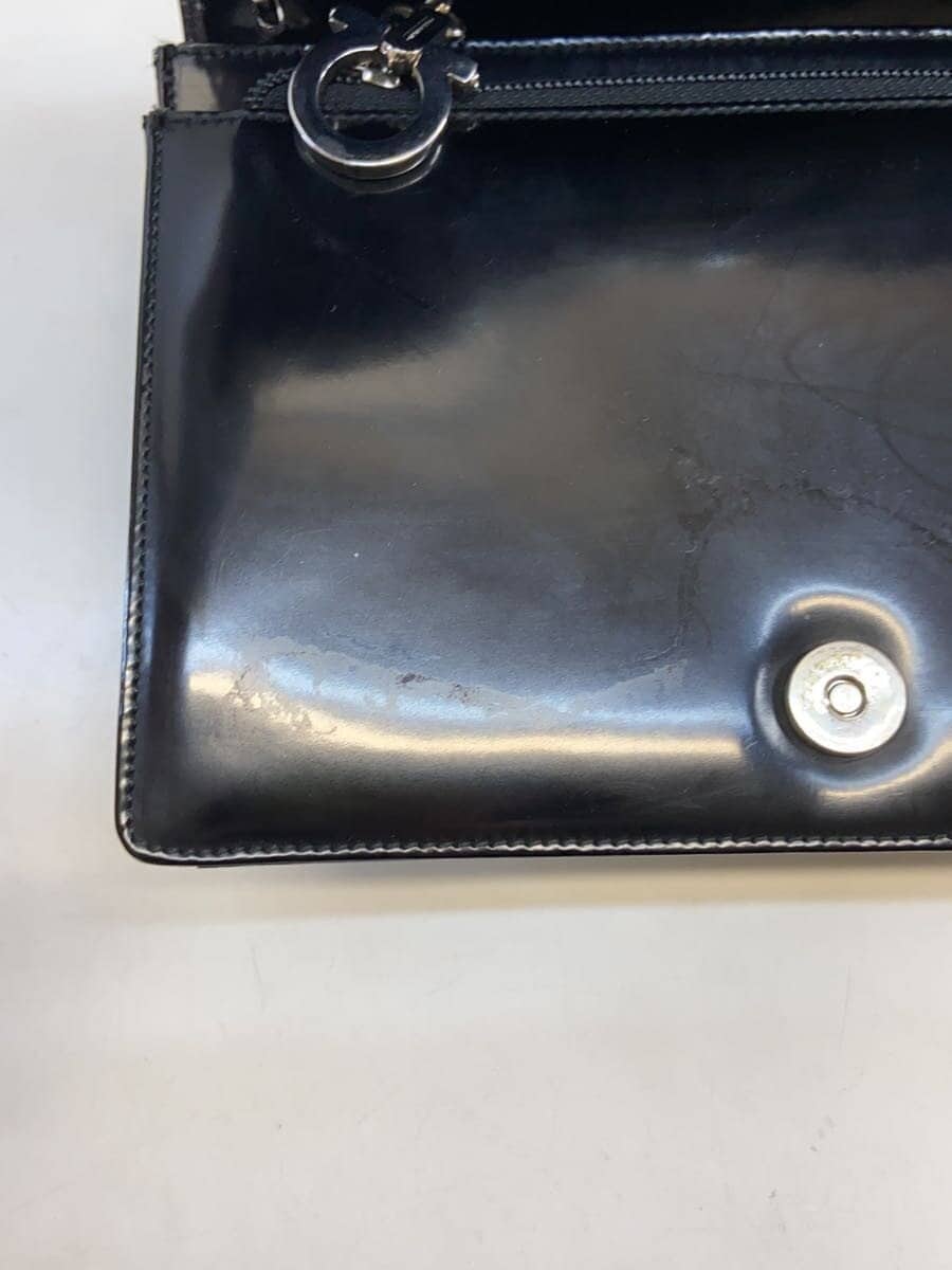 Salvatore Ferragamo Shoulder Bag Patent Leather BLK 7