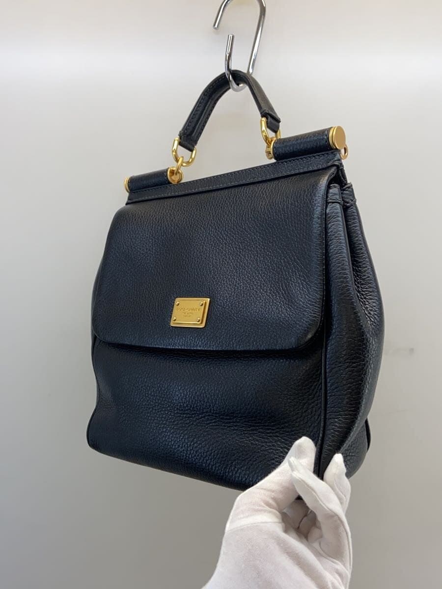 DOLCE&GABBANASICILY 2-Way Shoulder Handbag Leather BLK 2