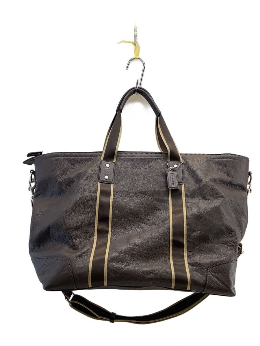 COACH 2-Way Bag Leather BRW Solid Color f71169