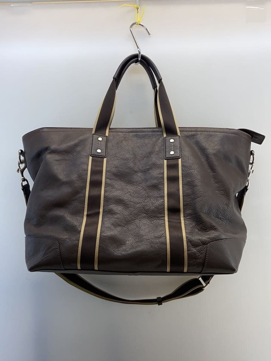 COACH 2-Way Bag Leather BRW Solid Color f71169 3