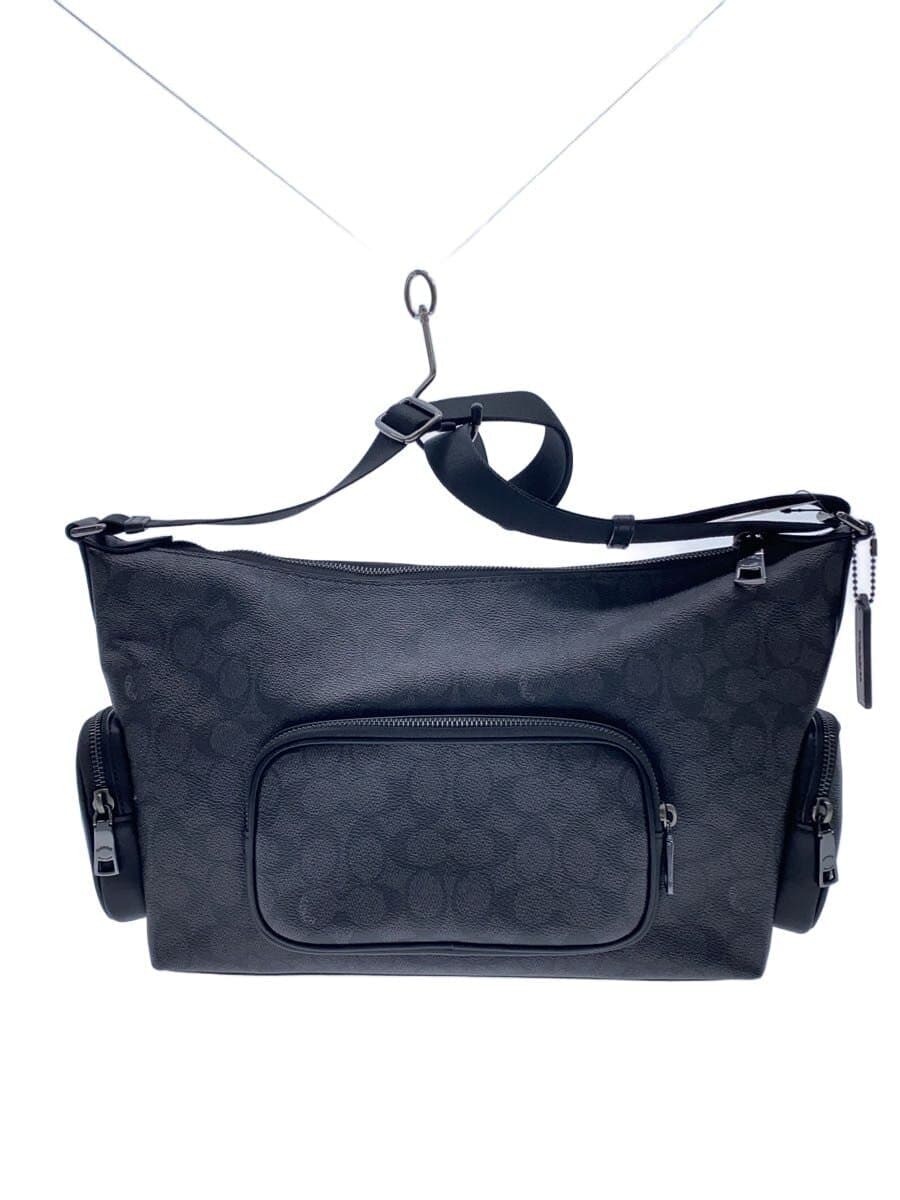 COACH Shoulder Bag Leather BLK All Over Pattern CCG18 Signature Fin Cross Bag