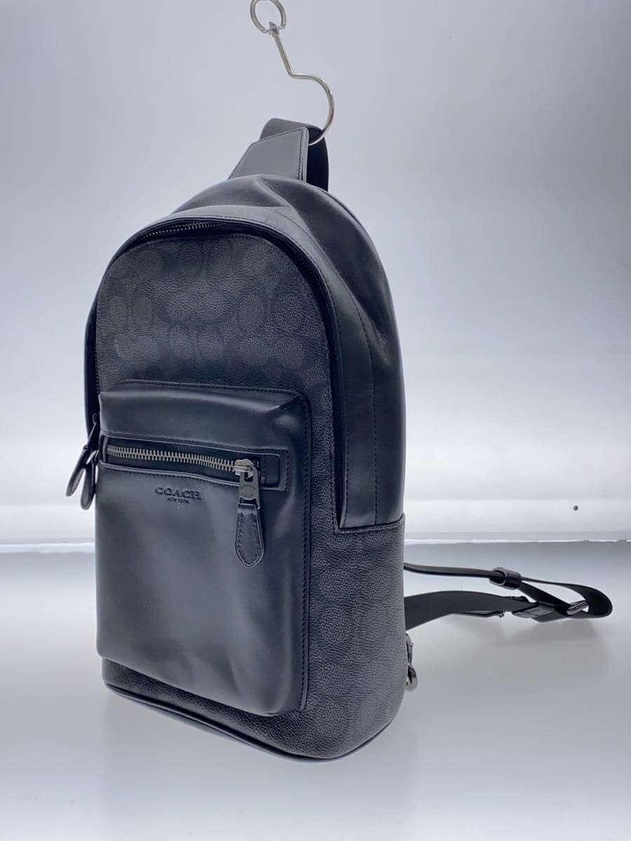 COACH Shoulder Bag Leather BLK All Over Pattern CV924 Signature One Shoulder 2