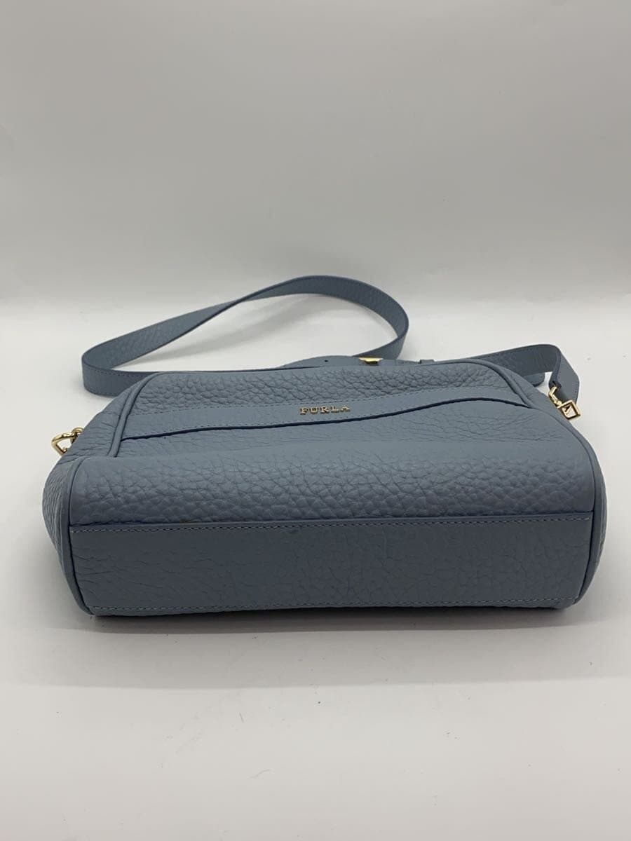 FURLA shoulder bag leather blue 4