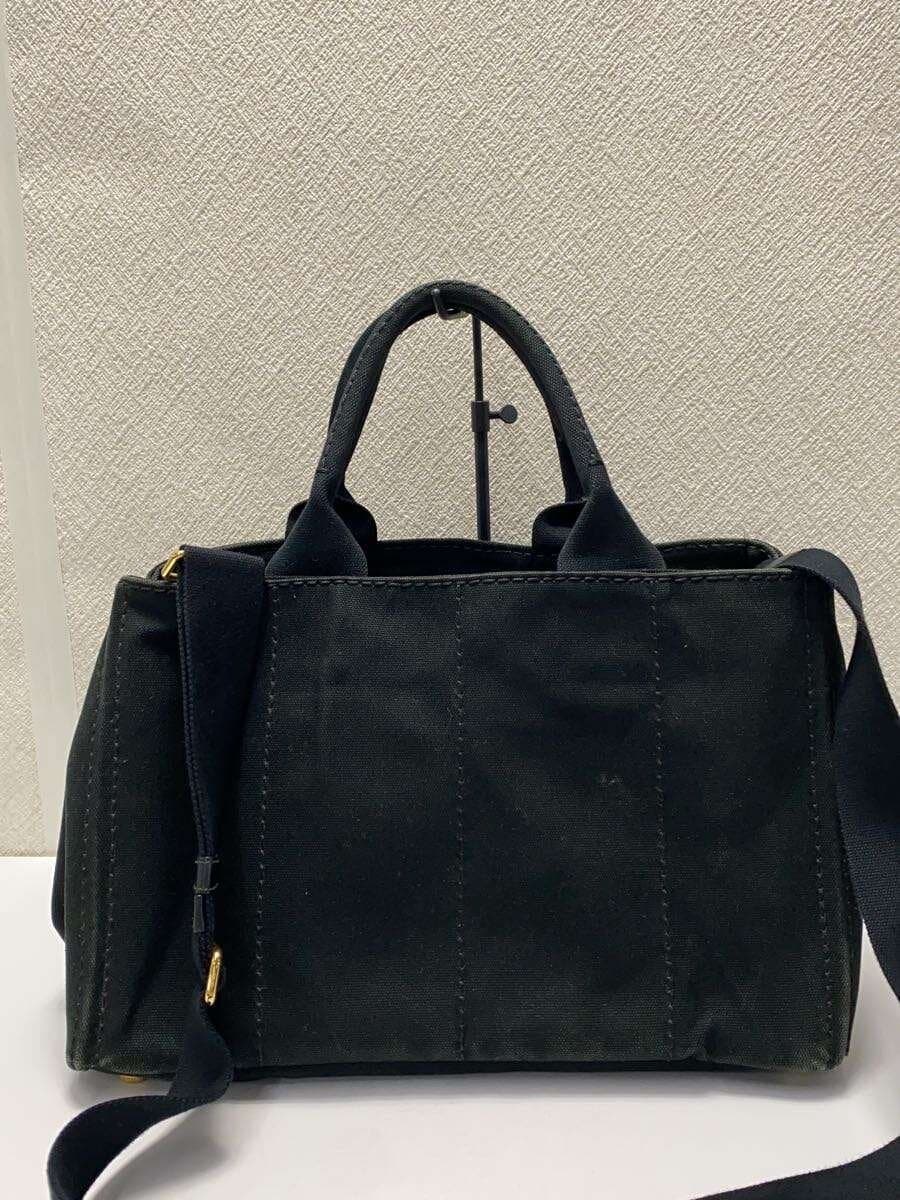 PRADA Tote Bag Canvas Black Solid Color 1BG642 3