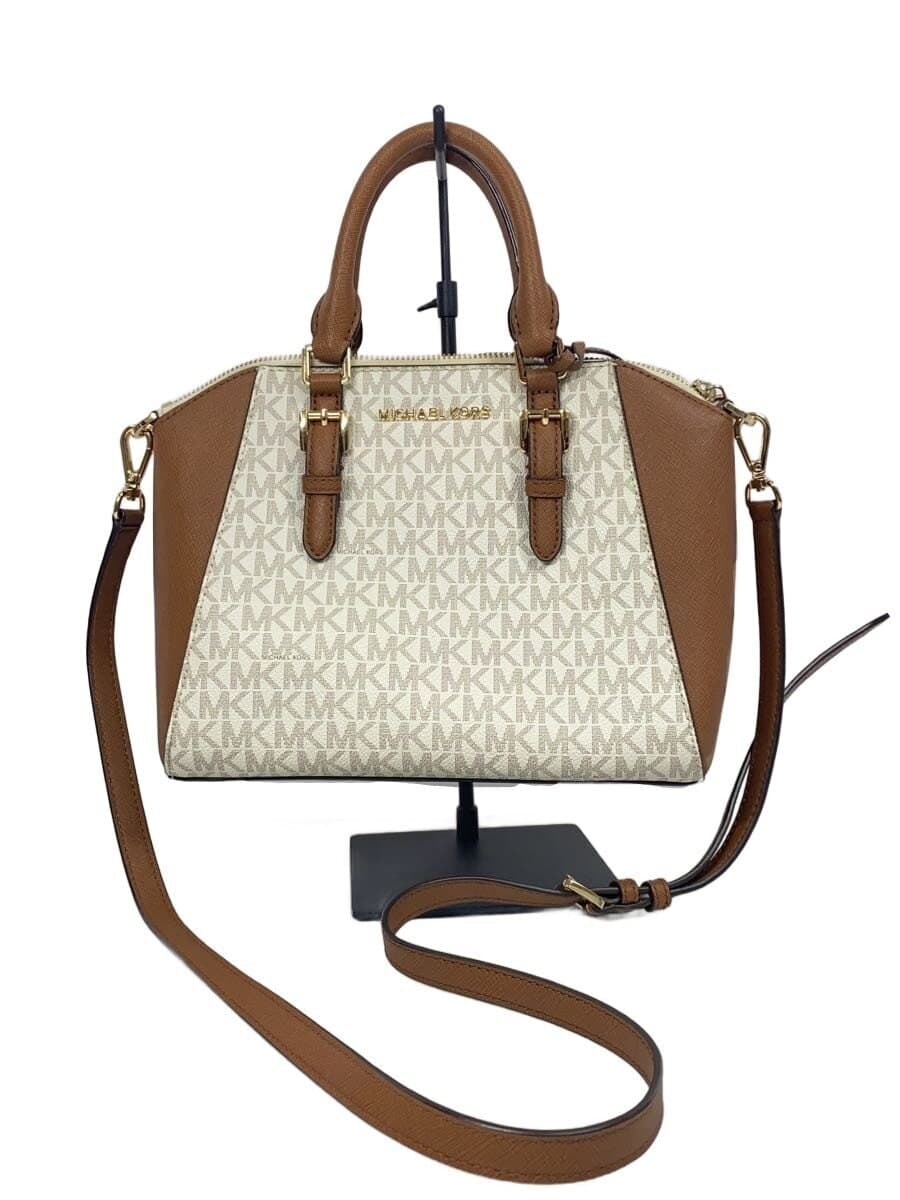 MICHAEL KORS 2WAY Shoulder Bag PVC BEG Allover Pattern AC-1905